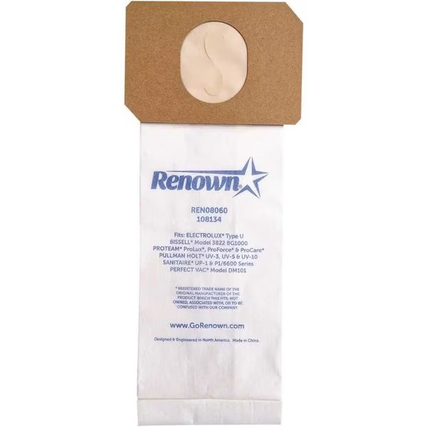 Vacuum Bag for Electrolux U/ProTeam ProForce Equivalent To 248, 103483, 62100, 10PK, Renown, Mfr#: PAP602